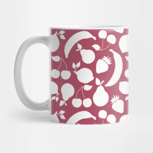 Fruit shapes on cherry red background Mug